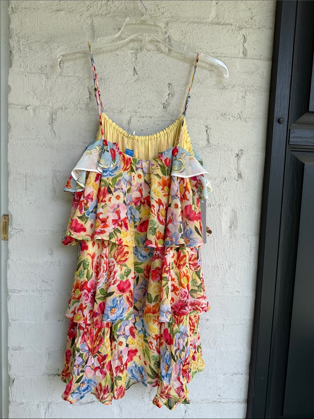 NWT Farm Rio x Anthropologie Tiered Ruffle Mini Dress Garden Terrace Pink Medium - Picture 9 of 16
